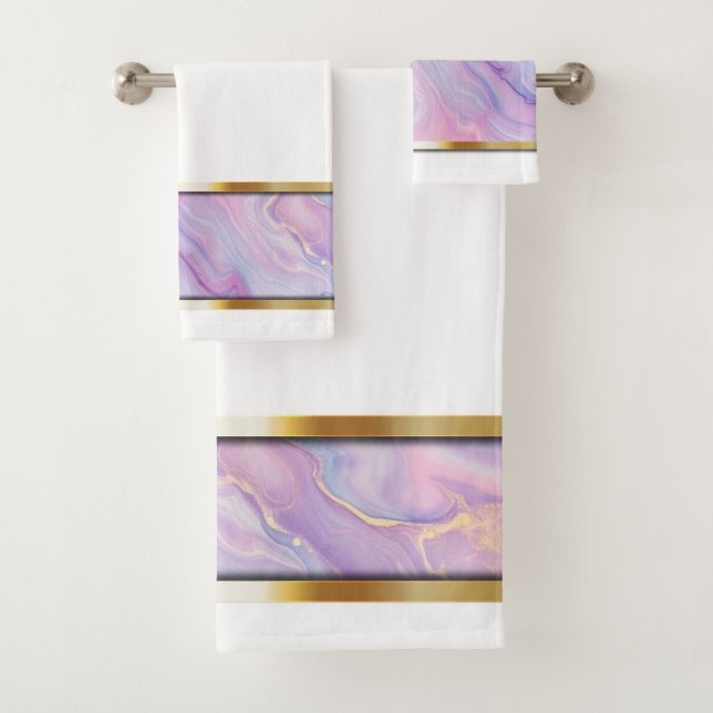 Flux violet, rose et aqua avec accents or (En situation)