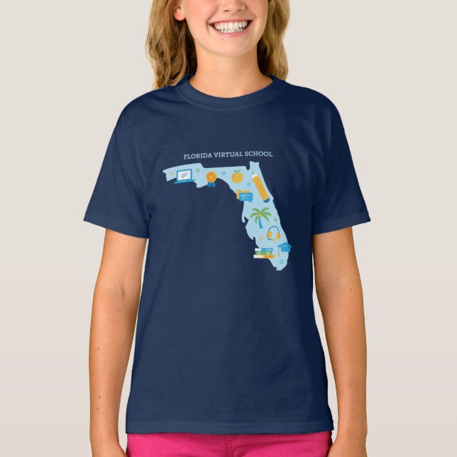 FLVS, Youth Florida T-Shirt (Navy) (Devant)