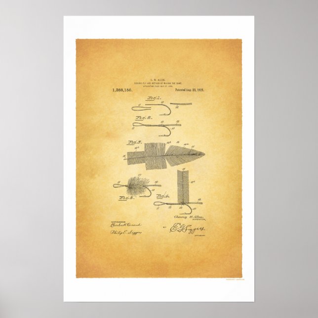 Fly Fishing 1911 Poster de brevet américain - C W  (Devant)