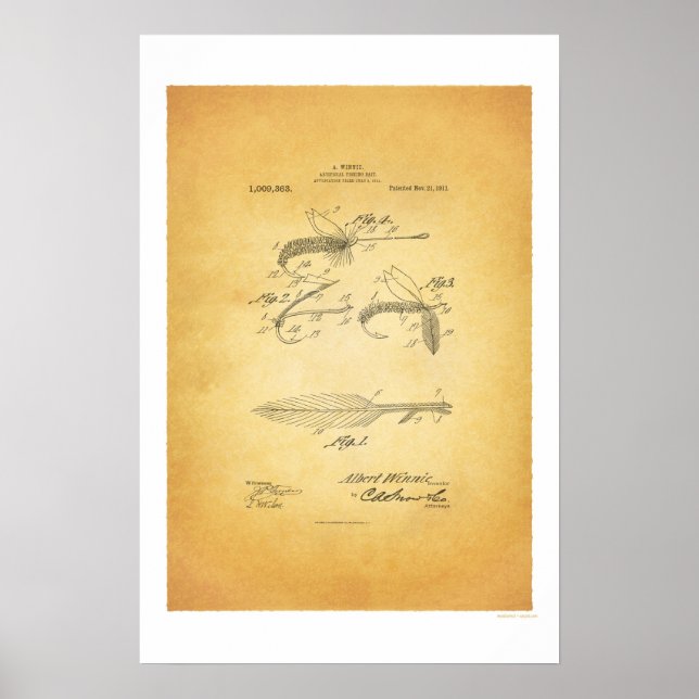 Fly Fishing 1921 US Patent Poster - A Winnie (Devant)