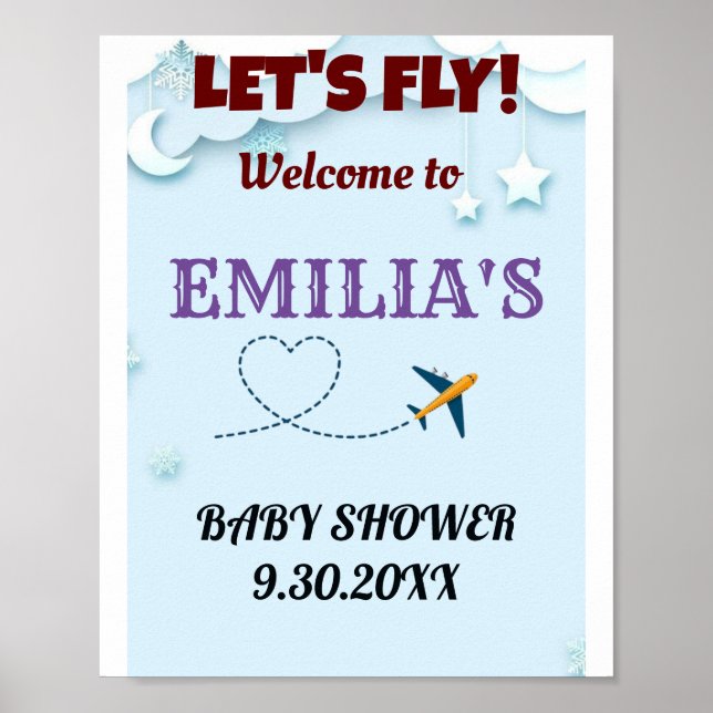 Fly Fly Baby shower Affiche de bienvenue - Personn (Devant)