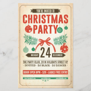 Flyer de fête rétro de Noël