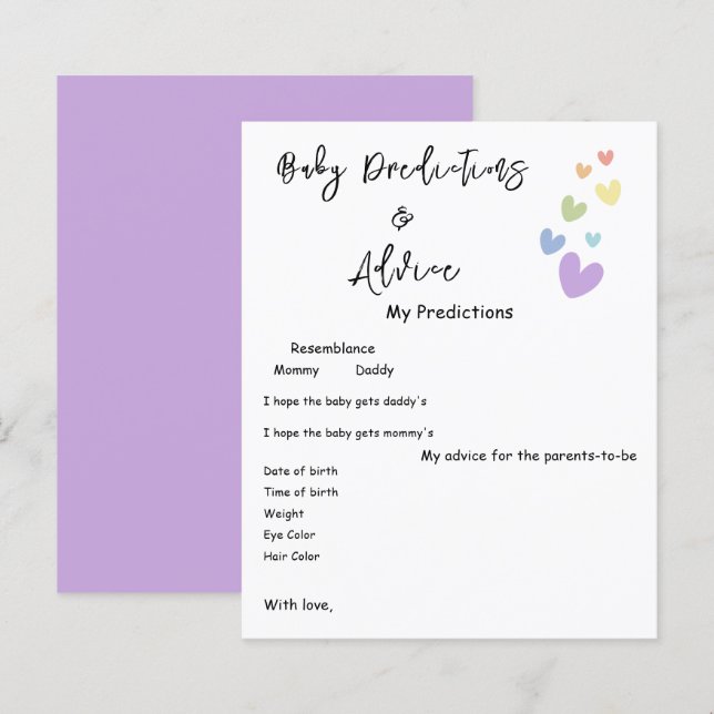 Flyer de jeu pour Baby Shower avec coeurs mignons  (Devant / Derrière)