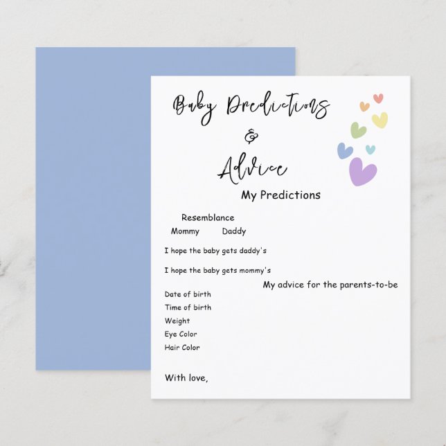 Flyer de jeu pour Baby Shower « Cœurs mignons et c (Devant / Derrière)