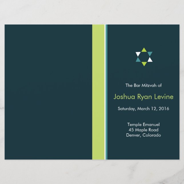 Flyer du programme Modern Star Bar Mitzvah (Devant)