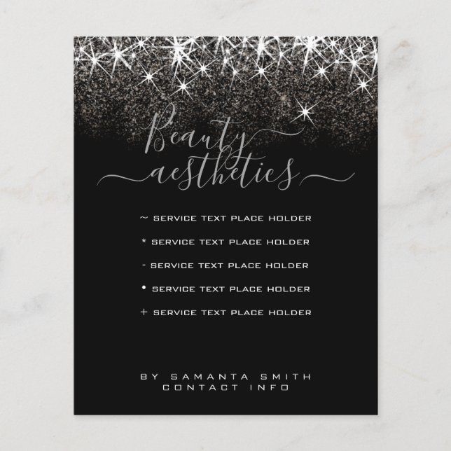 Flyer élégant argent paillettes platine lumineux (Devant)