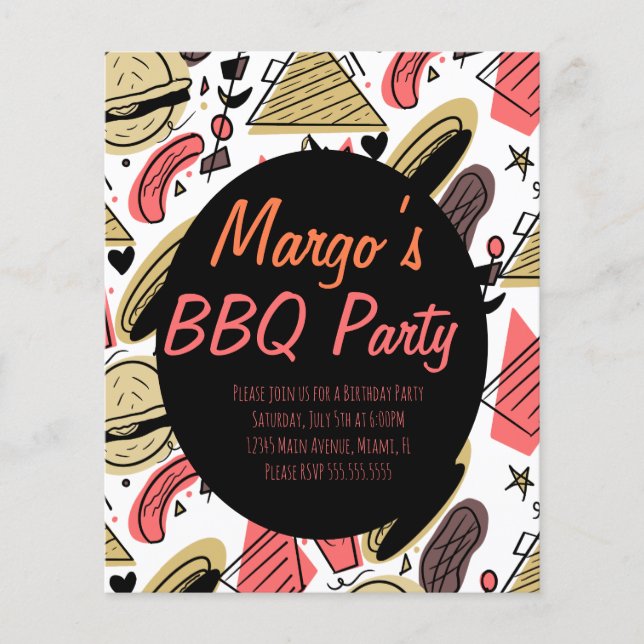 Flyers de modèle d'anniversaire BBQ Burger Hotdog  (Devant)