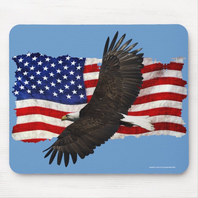 Flying Bald Eagle & US Flag Tapis de souris patrio (Devant)