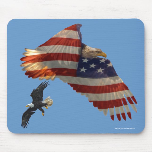 Flying Bald Eagles & U.S. Flag Tapis de souris pat (Devant)