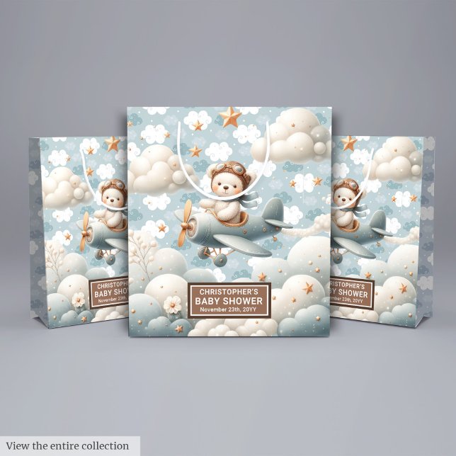 Flying Bear Baby shower Favoriser Sac Pour Bébé Ga (Flying Bear Baby Shower Favor Bag For Baby Boy)
