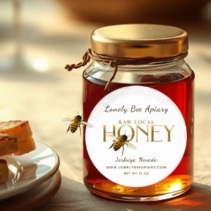 Flying Bee Raw Local Miel Étiquette Blanc