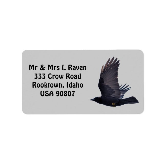 Flying Black Raven Étiquettes photo (Devant)