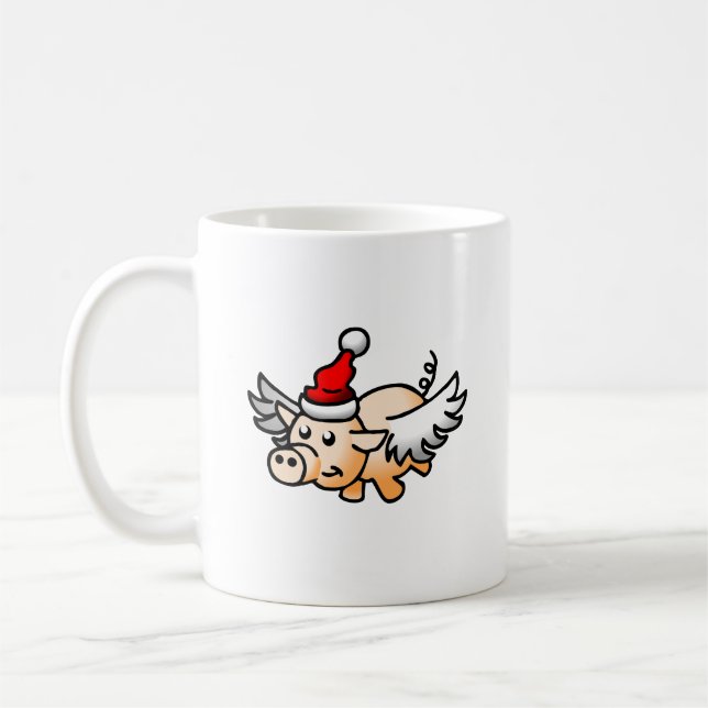 Flying Christmas Pig Classic Mug (Gauche)