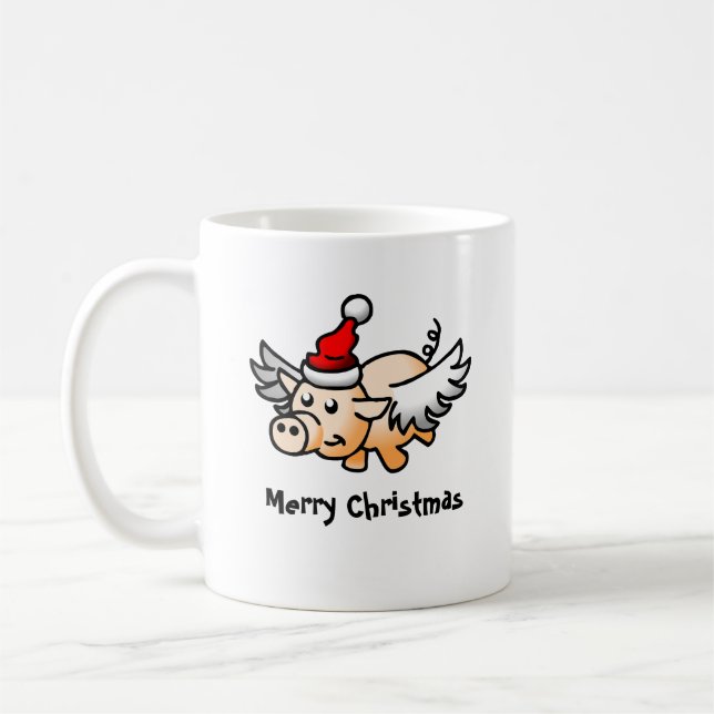 Flying Christmas Pig Classic Mug (Gauche)