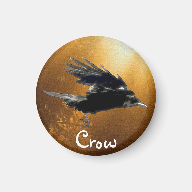 Flying Crow Birdlover Wildlife Supporter Magnet (Devant)