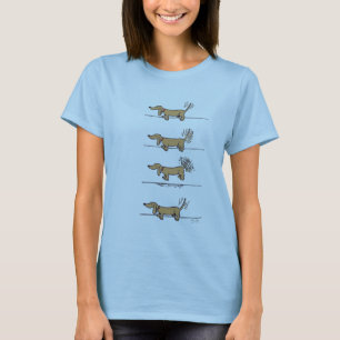 Flying Dachshund femme brun bleu Tshirt