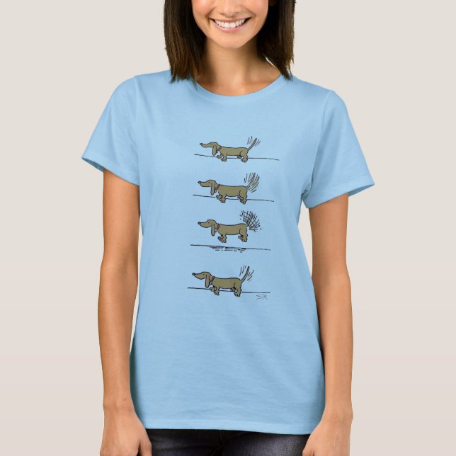 Flying Dachshund femme brun bleu Tshirt (Devant)