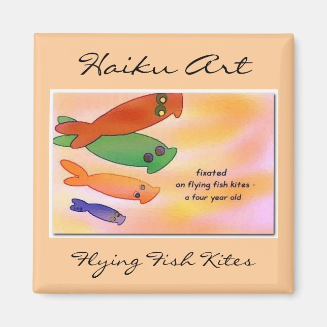 Flying Fish Kites Haiku Art Magnet (Devant)