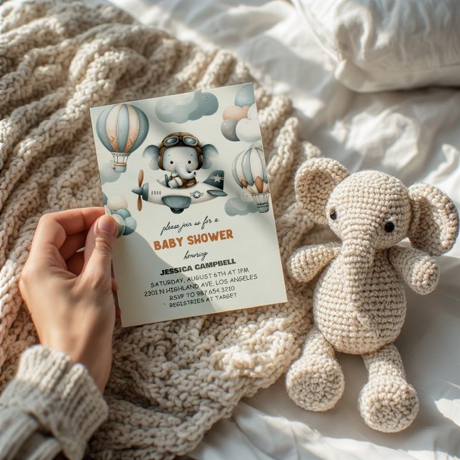 Flying High Elephant Baby Shower Invitation (Créateur téléchargé)
