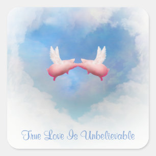Flying Pigs Kiss True Love Est Un Autocollant Incr