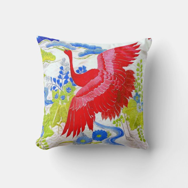 Flying Red Swan in Garden Coussin (Recto)