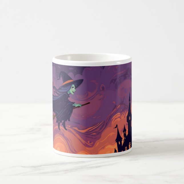 Flying Witch Mug | Classic Halloween Coffee Cup (Centre)