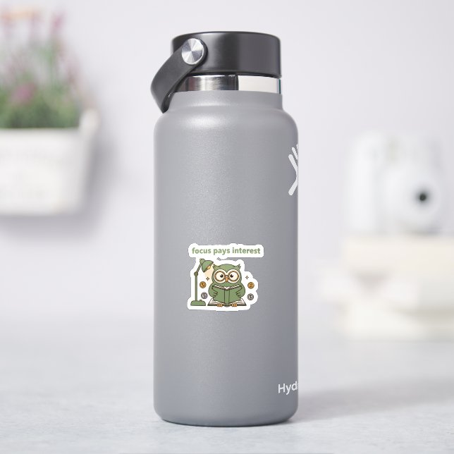 Focus Pays Interest Sticker – Motivational Owl  (HydroFlask)