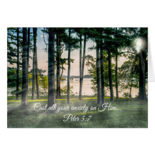 Foggy Arbres À Table Rock Bible Verse Carte Vierge