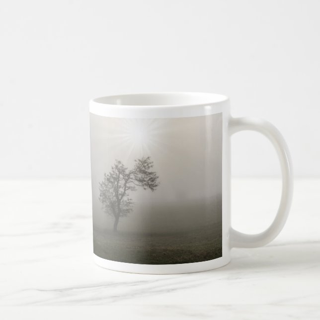 Foggy Starburst Tree Paysage Café Mug (Droite)