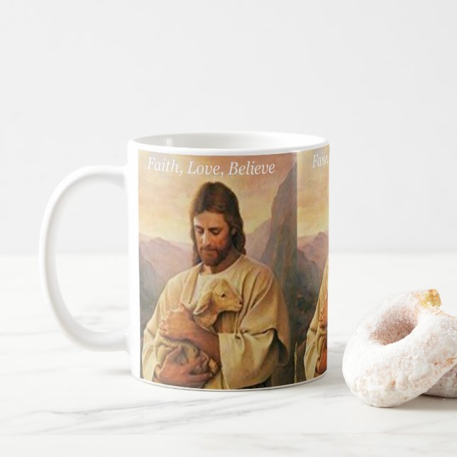 Foi, Amour, Croire, Jésus Mug (Avec donut)