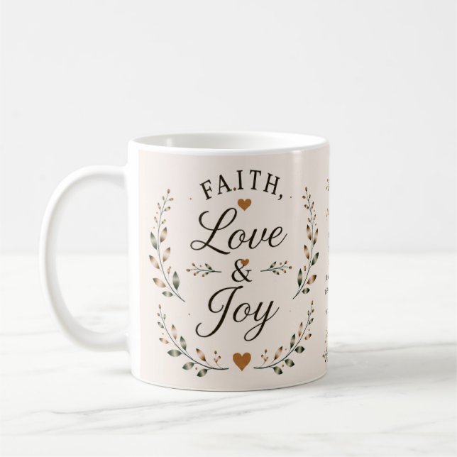 Foi, Amour & Joie | Tasse à café basée sur la foi (Gauche)