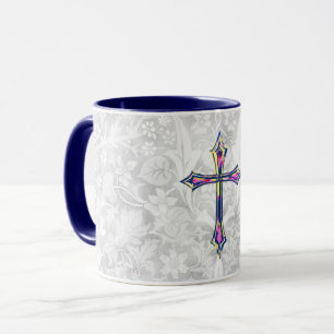 Foi colorée Croix Style Vintage Gris Mug