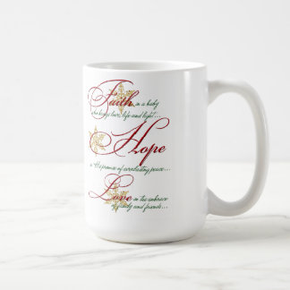 Foi, Espoir, Amour Rouge Vert Or Mug de Noël
