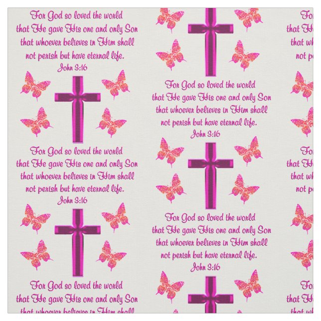 FOI FILLED CROSS ET BUTTERFLY JOHN 3:16 TISSU (Échantillon)