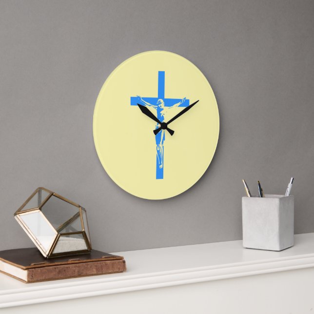 "Foi intemporelle : Horloge murale avec Croix de J (Bureau)