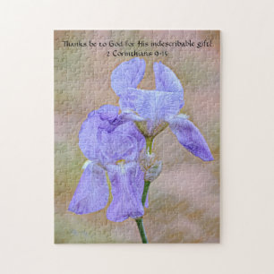 Foi Iris Blue Flower Bible Verse Puzzle