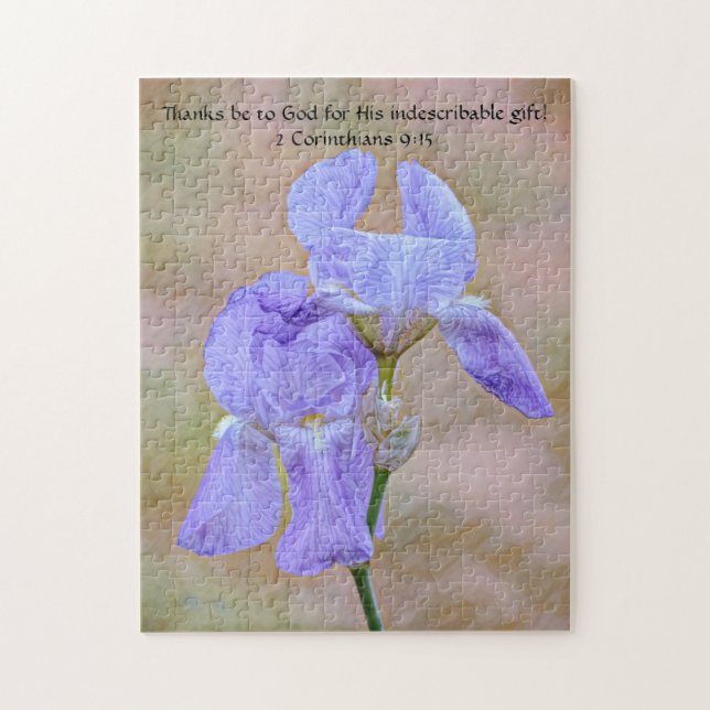 Foi Iris Blue Flower Bible Verse Puzzle (Vertical)