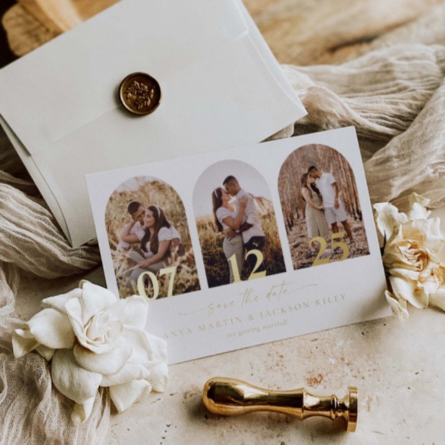 Foil Arch Photo Enregistrer La Date Carte Mariage  (Créateur téléchargé)