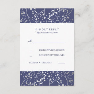 Foil Baby's Breath Navy Cartes RSVP pour mariage e