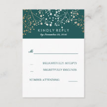 Foil Baby's Breath Turquoise Mariage RSVP Cartes