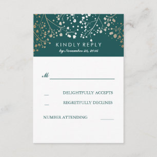 Foil Baby's Breath Turquoise Mariage RSVP Cartes