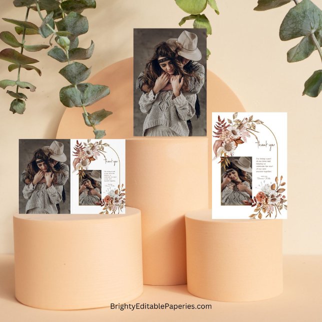 Foil Boho Cowboy & Bride Carte de remerciements Ma (Western elegance, heartfelt thanks.)