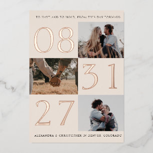 Foil Bold Date Triple Photo Enregistrer La Carte D