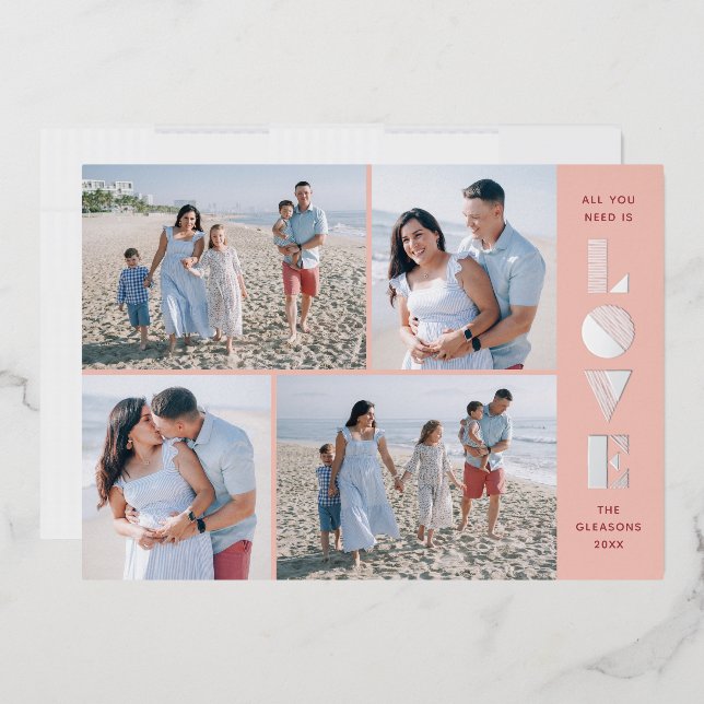 Foil Geo Love 4-Photo Carte Saint-Valentin - Pêche (Enveloppe)