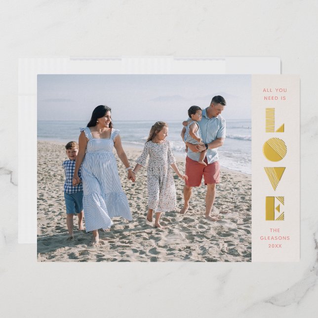 Foil Geo Love Valentine's Day Carte photo - Saumon (Enveloppe)