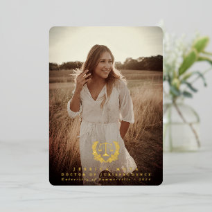 Foil JD Law Scales Graduation Photo Faire-part