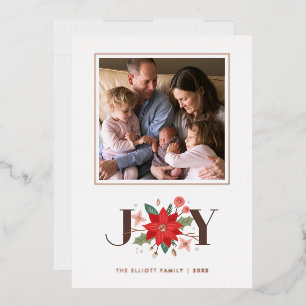 Foil Joy Flourish Carte photo de vacances - Blanc