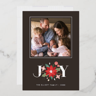 Foil Joy Flourish Carte photo de vacances - Brown