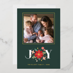 Foil Joy Flourish Carte photo de vacances - Vert