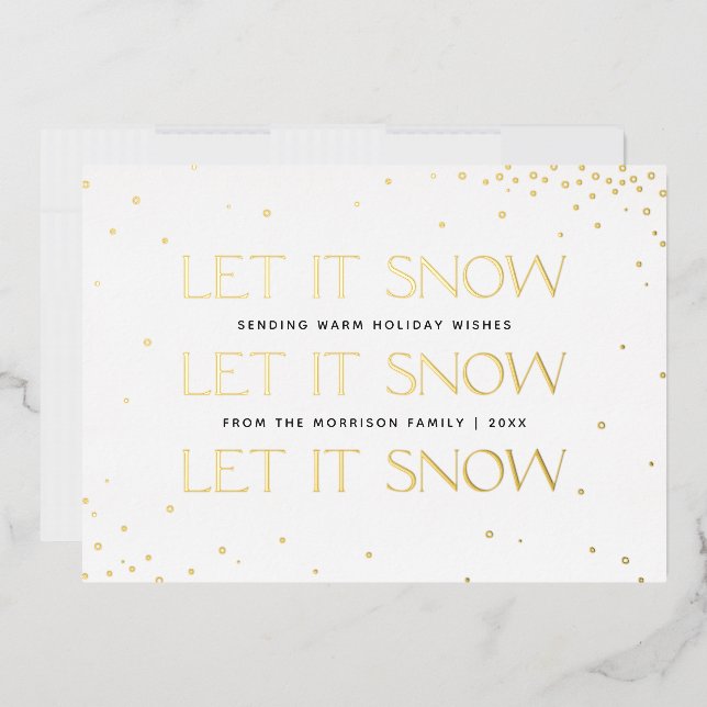 Foil Let it Neige Carte photo de vacances - Blanc (Enveloppe)